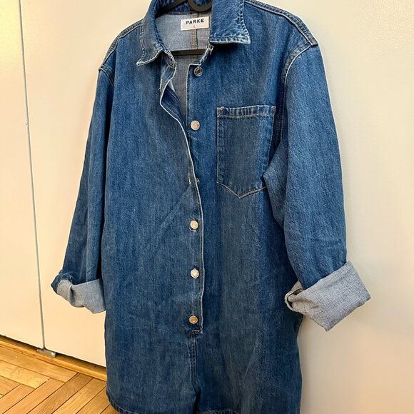 NEW Parke Long Sleeve Denim Romper - Picture 3 of 4